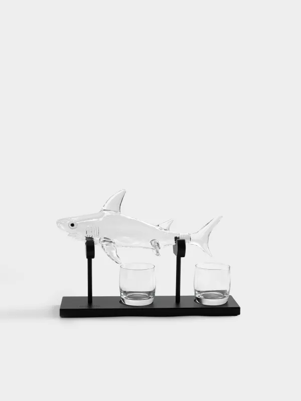 Набор для напитков, 2 перс, 3 пр, на подставке, графин/стаканы, стекло/дерево, Акула, Bar, image-0
