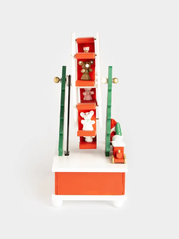 Статуэтка музыкальная, 20 см, заводная, МДФ, красно-белая, Карусель-елка, Christmas style, image-4