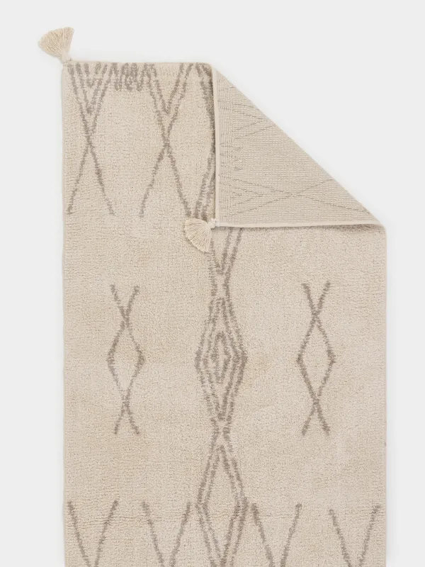 Коврик, 80x150 см, с кисточками, хлопок, песочный, Ромбы, Rhombic, image-3