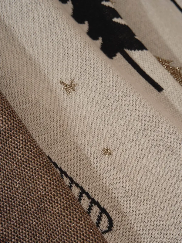 Плед, 130х170 см, хлопок/люрекс, белый, Лошади и елки, Forest horse, image-3