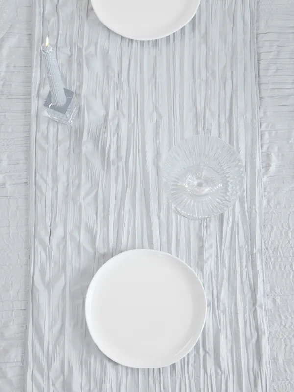 Дорожка настольная, 40х160 см, полиэстер, светло-серая, Мятый эффект, Dented, image-4