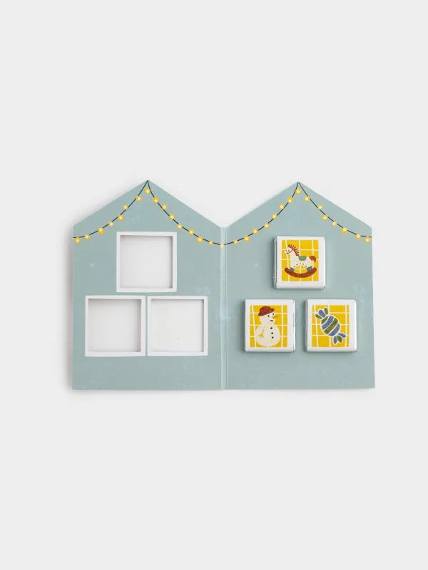 Открытка подарочная, 20х15 см, 15 гр, с шоколадом, бумага, Домик с пожеланиями, Christmas, image-2