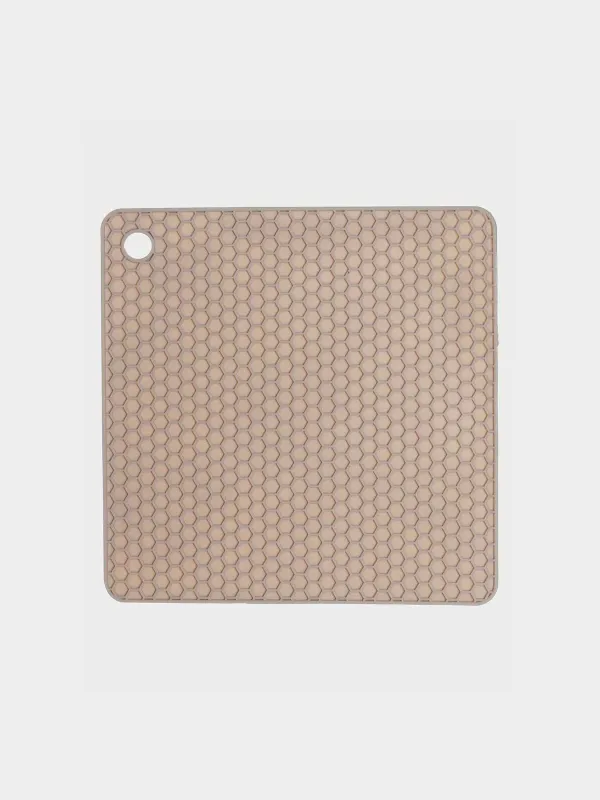 Подставка-прихватка для горячего, 17x17 см, квадратная, силикон, бежевая, Soft kitchen