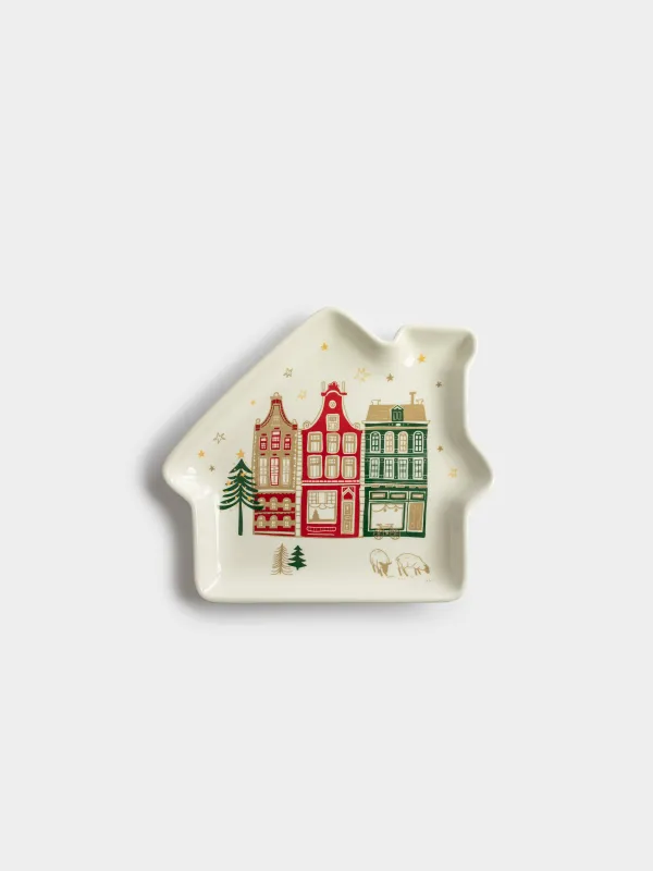 Блюдо, 20х18 см, Дом, Зимний город, House built, image-4