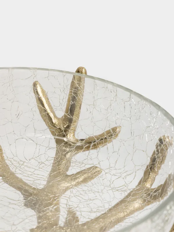 Ваза для фруктов, 27x26 см, на ножке, стекло/металл, золотистая, Олень, Arctic deer, image-4