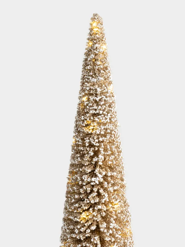 Ель искусственная, 1,2 м, с подсветкой, в горшке, полиэтилен/дерево, шампань, Frosty sparks, image-1