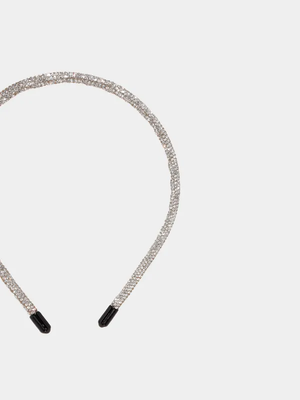 Ободок для волос, 12х14 см, пластик, серебристый, Кристаллы, Jewelry crystal, image-1