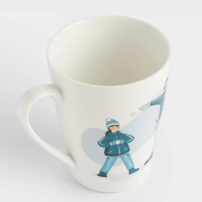Кружка, 420 мл, фарфор N, белая, Папа и сын играют в снежки, Family, image-5