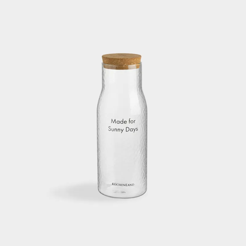 Бутылка для напитков, 1,25 л, стекло Б/пробка, Life is simple, Clear font