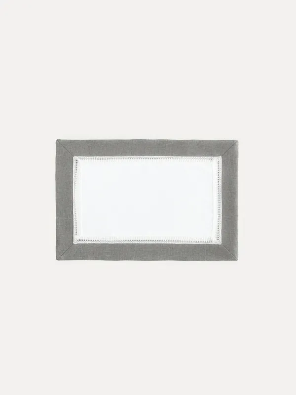 Салфетка под приборы, 30х45 см, 2 шт, полиэстер, прямоугольная, бело-серая, Milky way, image-0