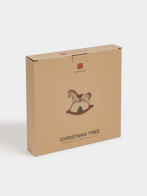 Менажница, 25 см, 5 отд, керамика D, Лошадка и еловые ветки, Christmas tree, image-8