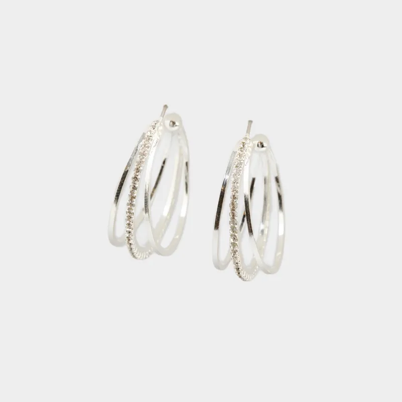 Серьги-пусеты, 3 см, 2 шт, металл/стразы, серебристые, Кристаллы, Jewelry crystal