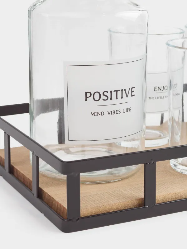 Набор для напитков, 4 перс, 5 пр, на подставке, стекло/металл, Clear font, image-2