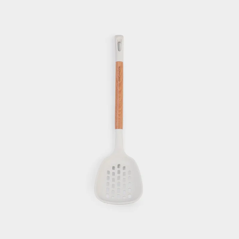 Шумовка, 34 см, силикон/дерево, молочная, Somerset