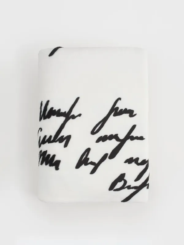 Плед, 140х190 см, фланель, молочный, Черный кант, Flannel, image-0