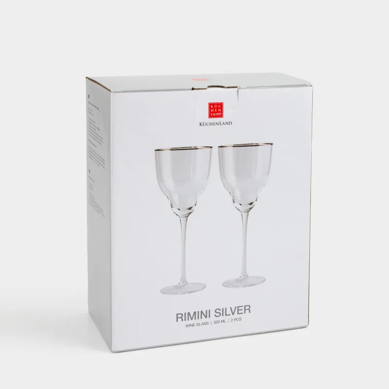 Бокал для вина, 320 мл, 2 шт, стекло, с серебристым кантом, Rimini silver, image-6