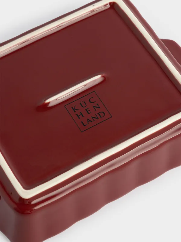 Форма для запекания, 22х16 см, керамика, прямоугольная, бордовая, Christmas tree, image-4