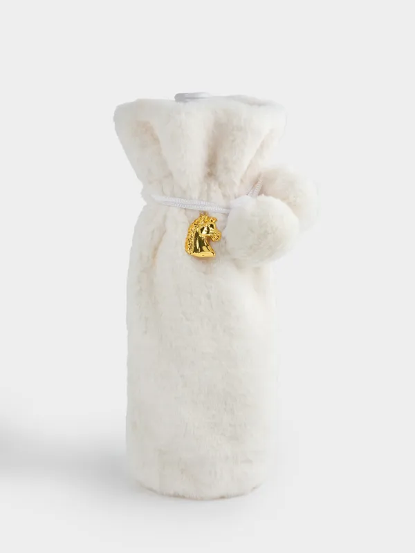 Чехол для бутылки, 32 см, декоративный, искусственный мех/металл, бежевый, Конь, Christmas bar, image-4