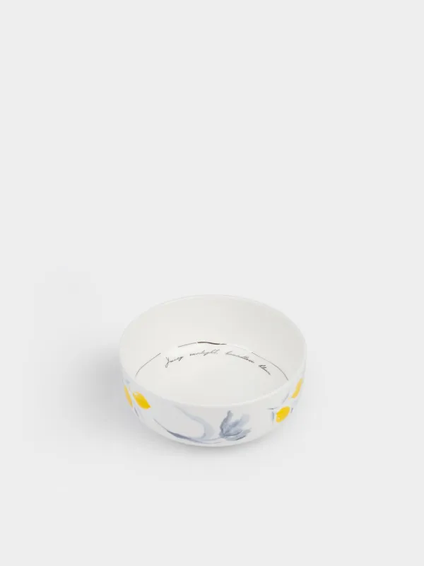 Пиала, 15х6 см, 700 мл, фарфор F, белая, Цветок и лимоны, Sicily, image-3