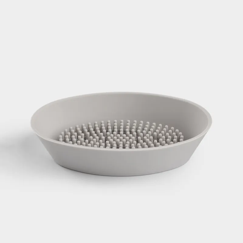 Мыльница-щетка для уборки, 14х9 см, силикон, овальная, серо-бежевая, Manny