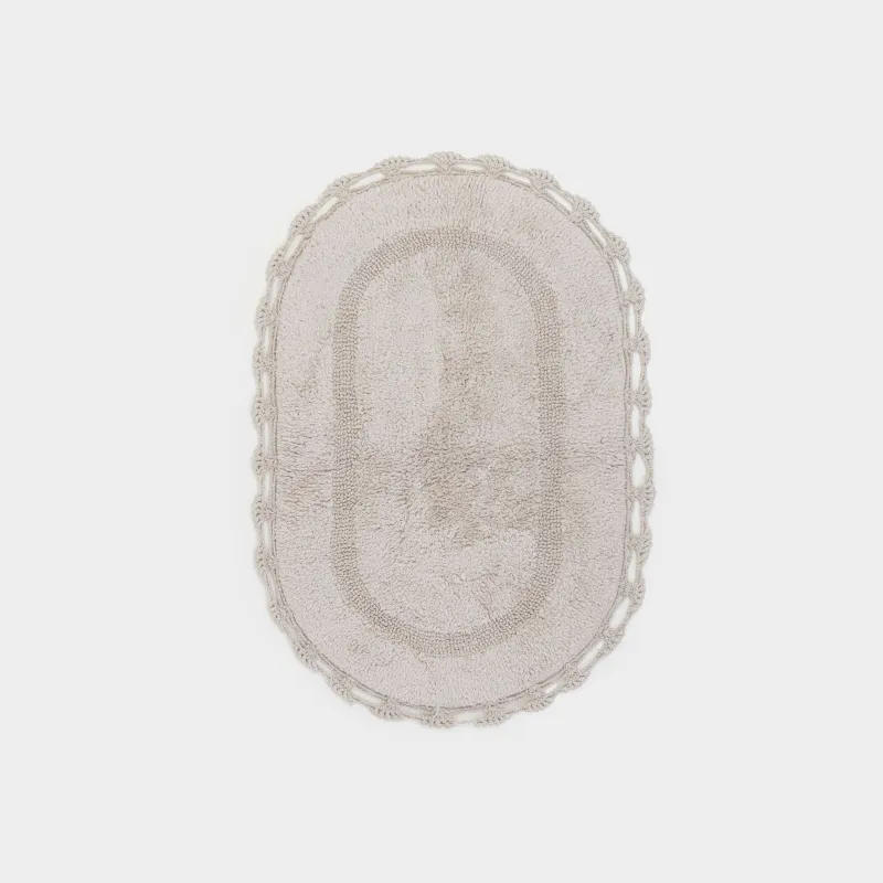 Коврик, 60x100 см, овальный, хлопок, бежевый, Кружево, Knit