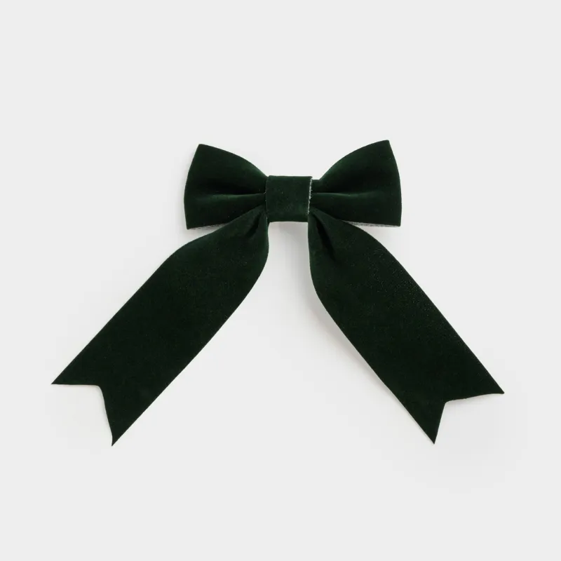 Украшение декоративное, 15 см, на клипсе, полиэстер, зеленое, Бант, Bow velvet