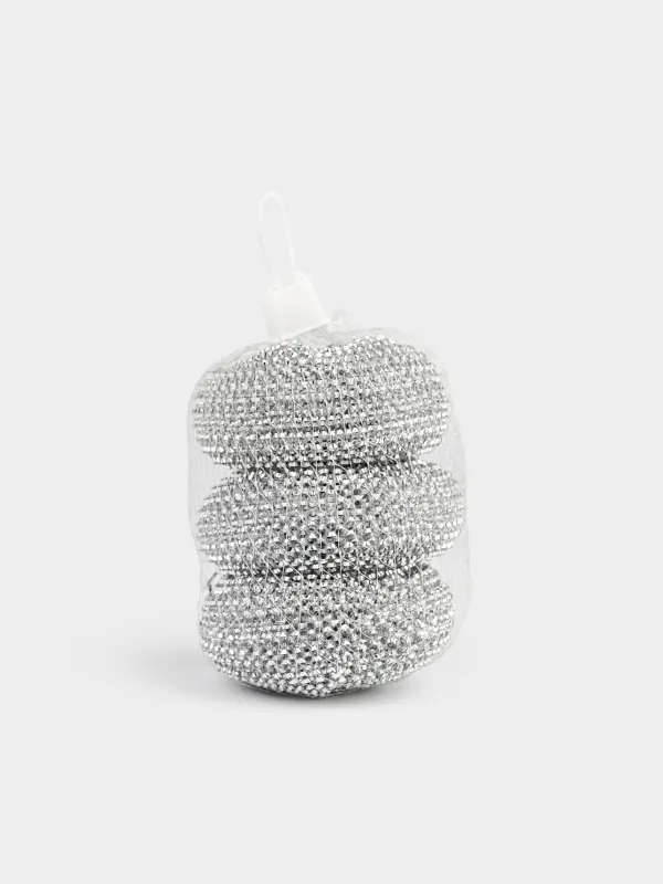 Губка для уборки, 7 см, 3 шт, металл, серебристая, Clean, image-4