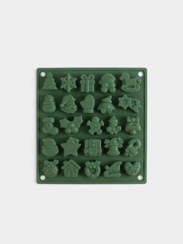 Форма для льда и шоколада, 19х18 см, 25 отд, силикон, зеленая, Атрибуты праздника, Bakery color, image-0