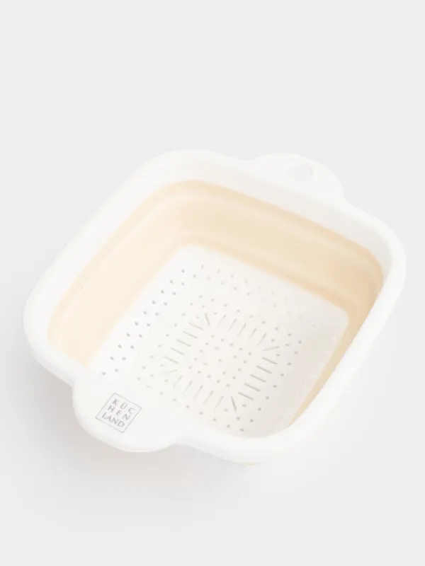 Дуршлаг, 26 см, складной, квадратный, пластик/резина, серо-бежевый, Foldaway, image-2