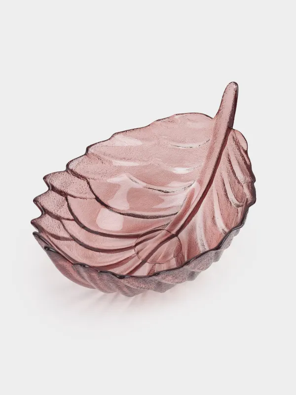 Ваза для фруктов, 29х15 см, стекло, коричневая, Лист, Curvy, image-0