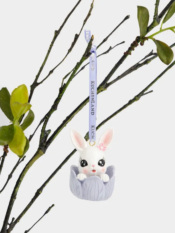 Подвеска декоративная, 6 см, полирезин, молочно-фиолетовая, Зайчик, Easter, image-3