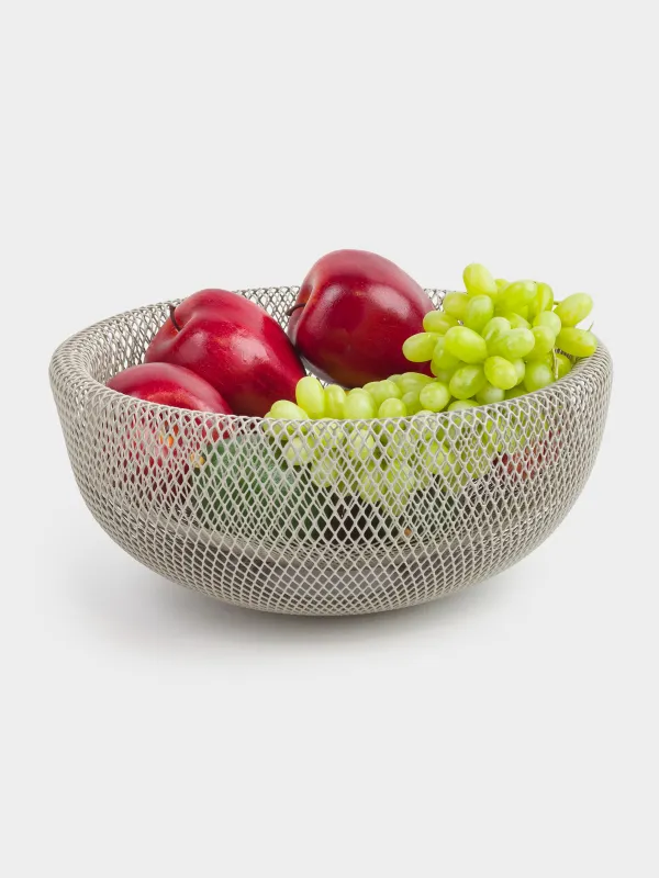 Корзина для фруктов, 29 см, металл, серо-бежевая, Сетка, Dainty twin, image-4