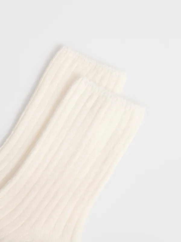 Носки женские, в рубчик, молочные, Pleasantly, image-2