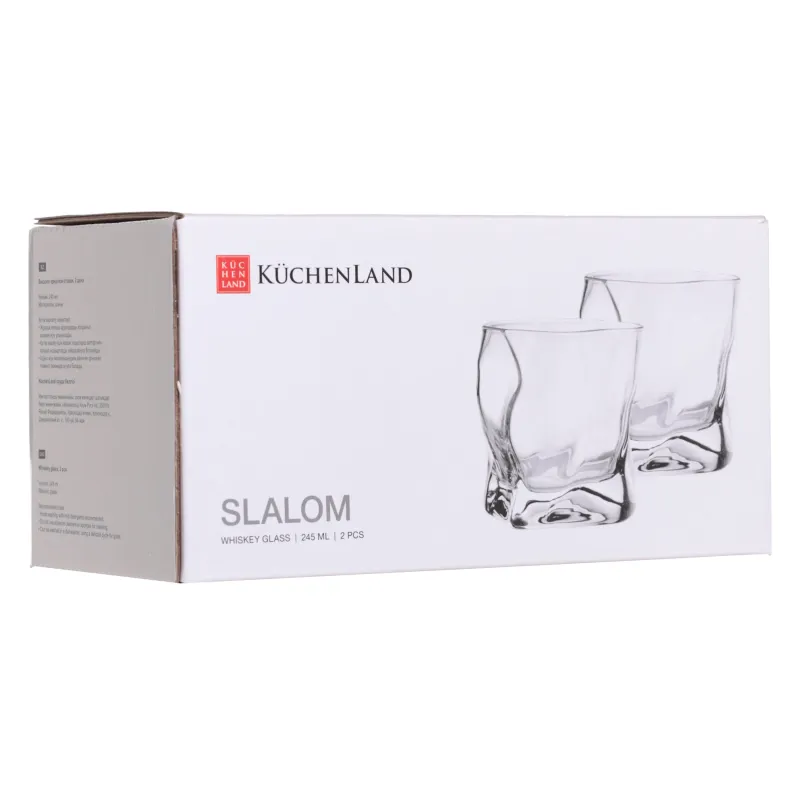 Стакан для виски, 8 см, 245 мл, 2 шт, стекло, Slalom, image-1