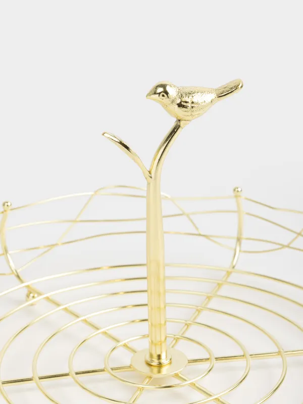 Корзина для фруктов, 29х17 см, с ручкой, металл, золотистая, Птица, Twist gold, image-2