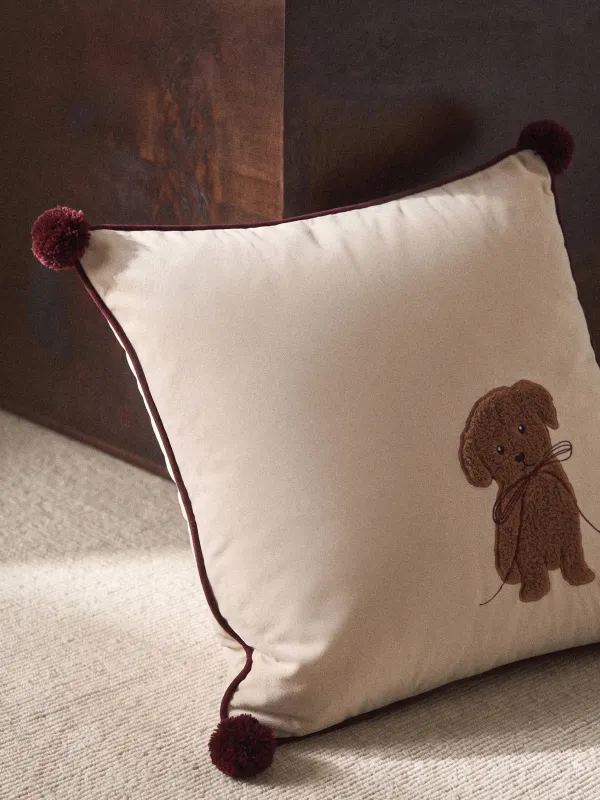 Подушка декоративная, 45х45 см, Собачка с бантиком, Velvet, image-2