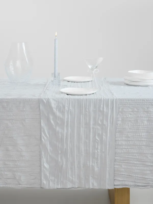 Дорожка настольная, 40х160 см, полиэстер, светло-серая, Мятый эффект, Dented, image-1