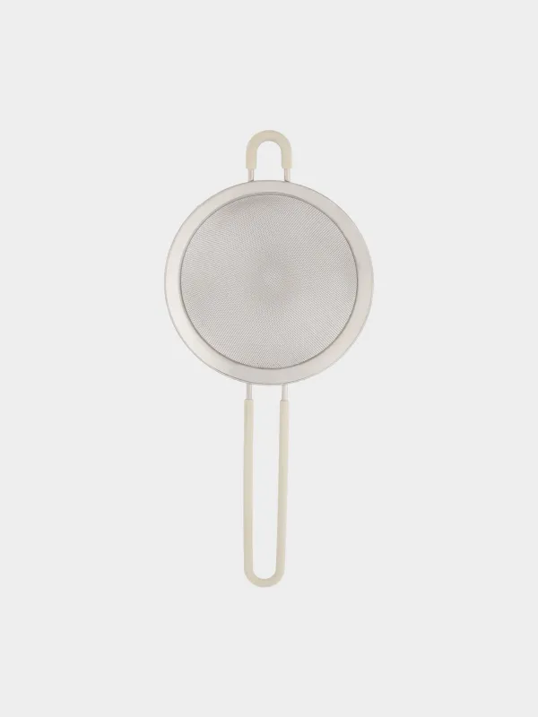 Сито, 14 см, с ручкой, сталь/силикон, бежевое, Tammy, image-0