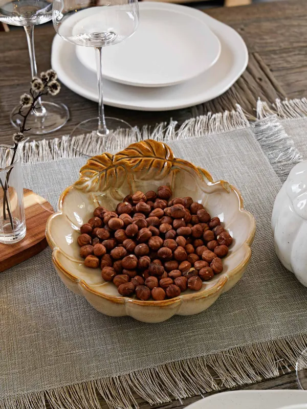 Блюдо глубокое, 23х7 см, керамика, молочно-коричневое, Тыква с листьями, Pumpkin velir, image-6