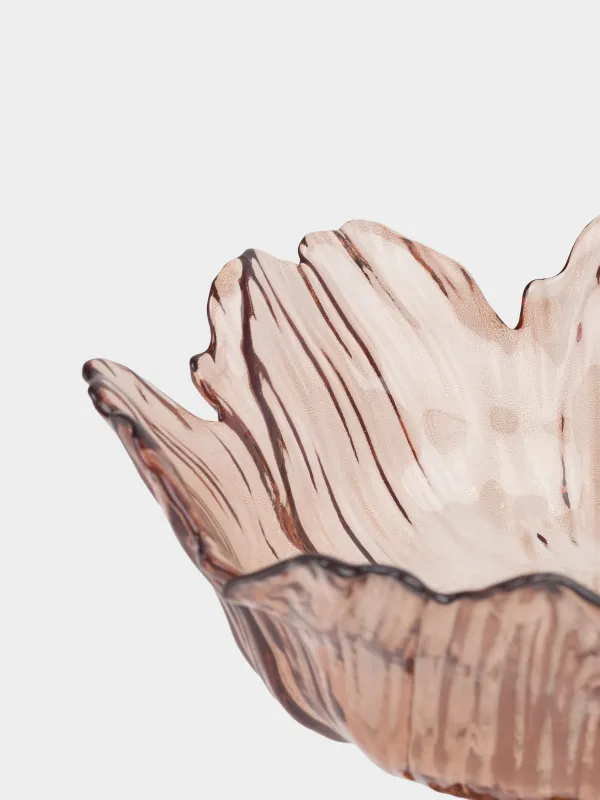 Ваза для фруктов, 23х16 см, на ножке, стекло, коричневая, Цветок, Sahara, image-4