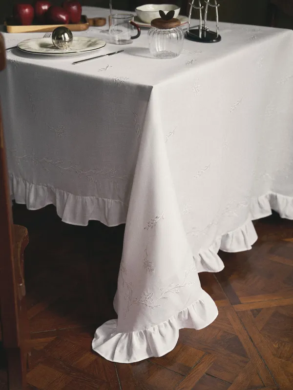 Скатерть, 160х160 см, с рюшами, Цветочные ветви, Wavy branches, image-9