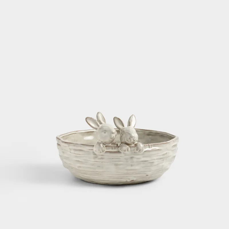 Конфетница, 25х15 см, 2,2 л, фарфор P, молочно-коричневая, Кролики, Rustic Easter