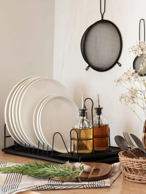 Сушилка для посуды, 47х26 см, с поддоном, пластик/металл, черная, Black style, image-5