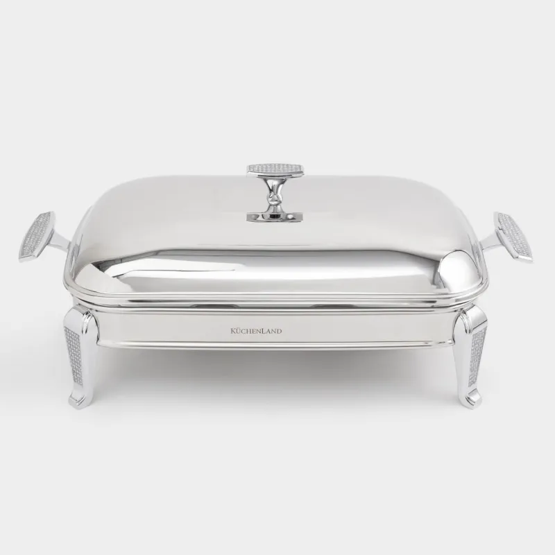 Блюдо с подогревом, 49x26x18 см, с крышкой, прямоугольное, стекло Т/сталь, Antarctica