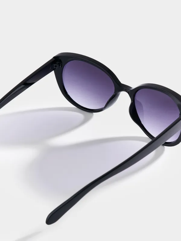 Очки солнцезащитные, пластик, черные, Кошачий глаз, Nifty, image-3