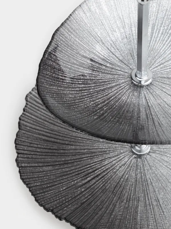 Подставка для пирожных, 16х21/24 см, 2 яруса, стекло/металл, серебристо-серая, Angle, image-2