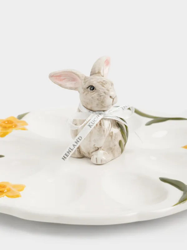 Блюдо пасхальное, 20х9 см, 8 отделений, Кролик с цветами, Rabbit in narcis, image-3