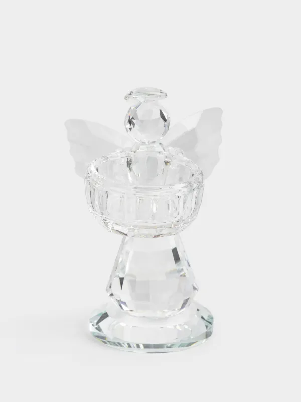 Подсвечник, 8х12 см, для чайной свечи, кристальное стекло, Ангел, Angel figurine, image-0