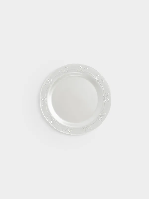 Тарелка закусочная, 21 см, стекло, белая, Банты, Bows pattern, image-0