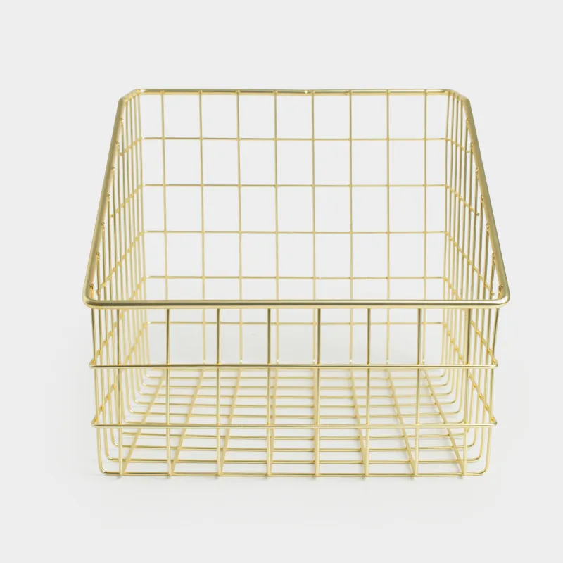 Корзина для хранения, 30х20х23 см, металл, прямоугольная, золотистая, Teca, image-2